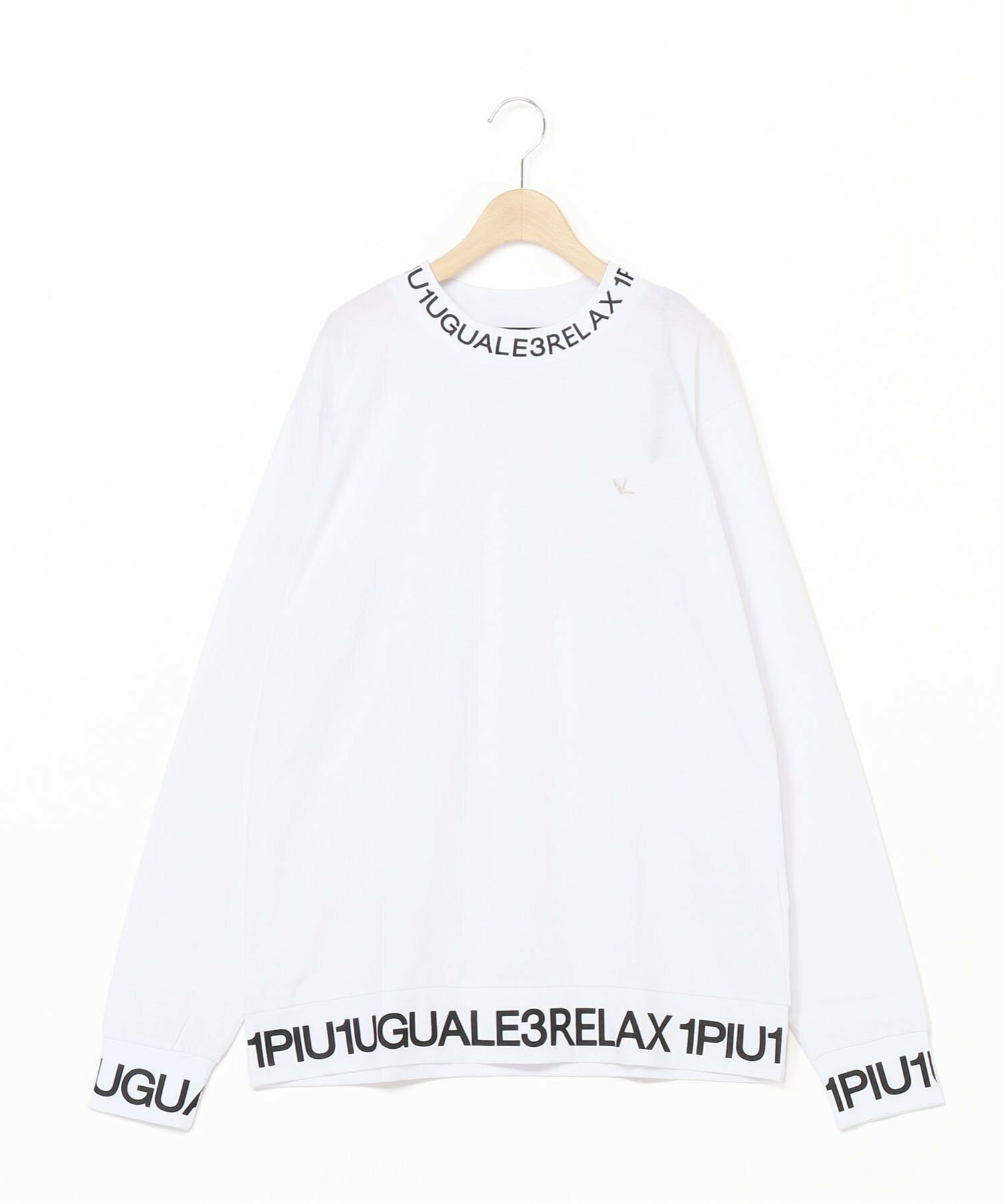 (M)1PIU1UGUALE3 RELAX/UST-24083W ネックロゴロングTシャツ